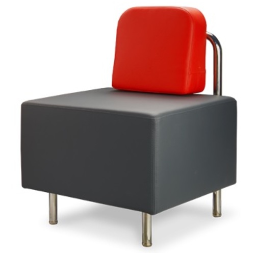 Крісло Немо-1-KS (краш.сталь) D'LineStyle сіро-червоне