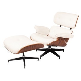 Кресло Eames lounge с оттоманкой белое iCOO