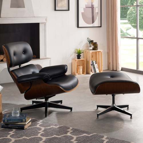 Кресло Eames lounge с оттоманкой черное iCOO