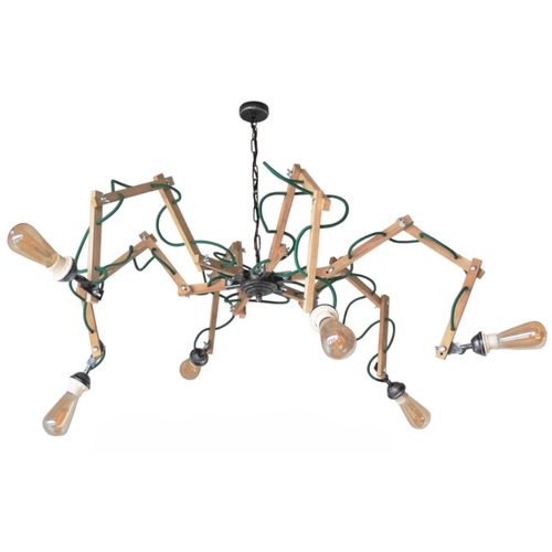 Люстра Павук Дерев'яний на 2 коліна 6 ламп бежевий LiteKraft