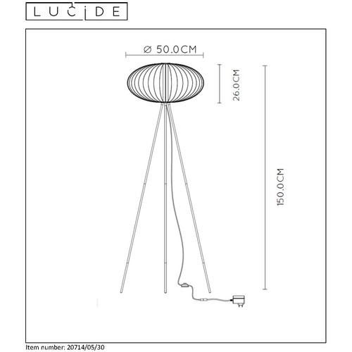 Лампа напольная CARBONY 20714/05/30 черный Lucide 2020