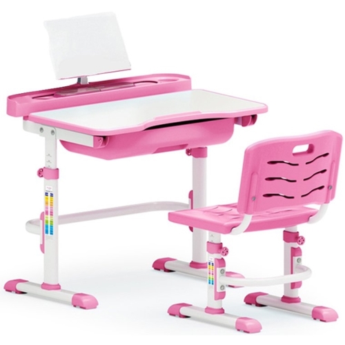 Комплект парта и стульчик Evo-kids Evo-17 (без лампы) бело-розовый Mealux