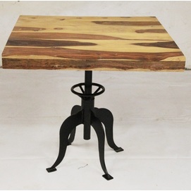 Стол квадратный тёмно-коричневый IRON BASE TABLE LOFT 76×80×80 шишам Ganesha