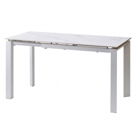 Стол обеденный раскладной BRIGHT WHITE MARBLE (100-140 см) белый/ноги белые Concepto 2021
