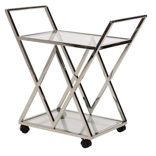 Сервировочный стол K-01 прозрачный + серебро Vetro