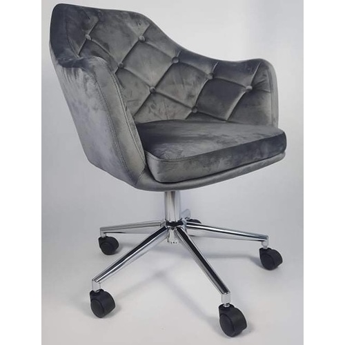 Крісло Luxury сірий велюр + хром на роликах