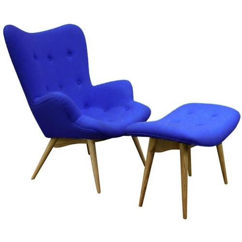 Кресло Флорино с оттоманкой синий Mebelmodern