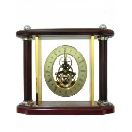 Канцелярские принадлежности: прозрачные часы в золоте и дереве (фа-кп-62)