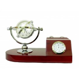 Канцелярские принадлежности: часы в виде глобуса с подставкой под ручки и визитки, часами и т. д. (кп-55)
