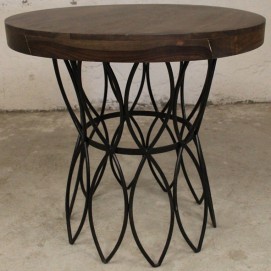 Стіл круглий IRON BASE TABLE LOFT 76 × 80 × 80 см коричневий Ganesha