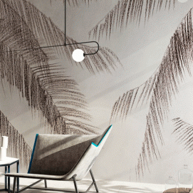 Дизайнерські шпалери Пальмові штрихи вологостійкі ширина 1.3м TheОбоі