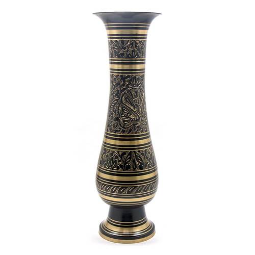 Ваза бронзовая черная (35х11х11 см)(Flower vase Glass Black Ord 14")