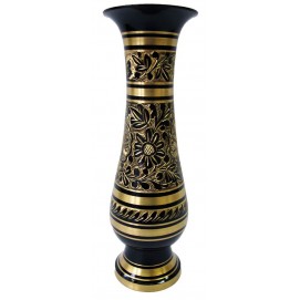 Ваза бронзовая черная (24,5х7,5х7,5 см)(Flower vase Glass Black Ord 10")