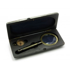 Лупа з компасом в дерев'яному футлярі (23,5х11х4 см) (Brass, Wood Kit Box with Compass&Magnifier