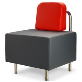 Крісло Немо-1-NS (нерж.сталь) D'LineStyle сіро-червоне