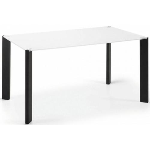 Стіл обідній CORNER 160x90 (метал чорний, скло біле) Laforma