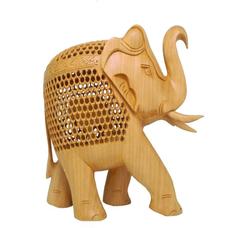 Статуетка Слон з жовтого дерева зі слоненям всередині (сд-38