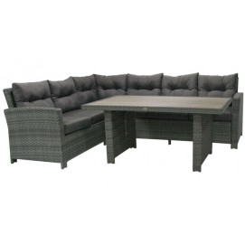 Комплект PAVIA с подушками, стол и угловой диван тёмно-серый 21091 Garden4You