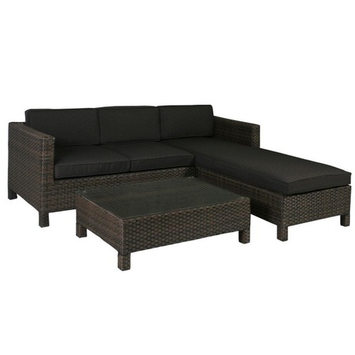 Угловой диван со столом QUEENS с подушками 12907 темно-серый Garden4You
