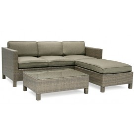 Угловой диван со столом QUEENS с подушками 12894 коричневый Garden4You