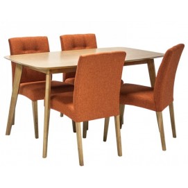 Комплект (стіл + 4 стільця) ENRICH k208946 помаранчевий + натуральний Home4You