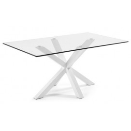 Стіл обідній C435C07 - ARYA Table 160x90 см прозорий ноги білі Laforma