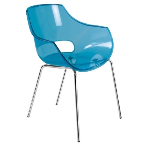 Крісло Opal прозоро-синє 40 ноги метал PAPATYА